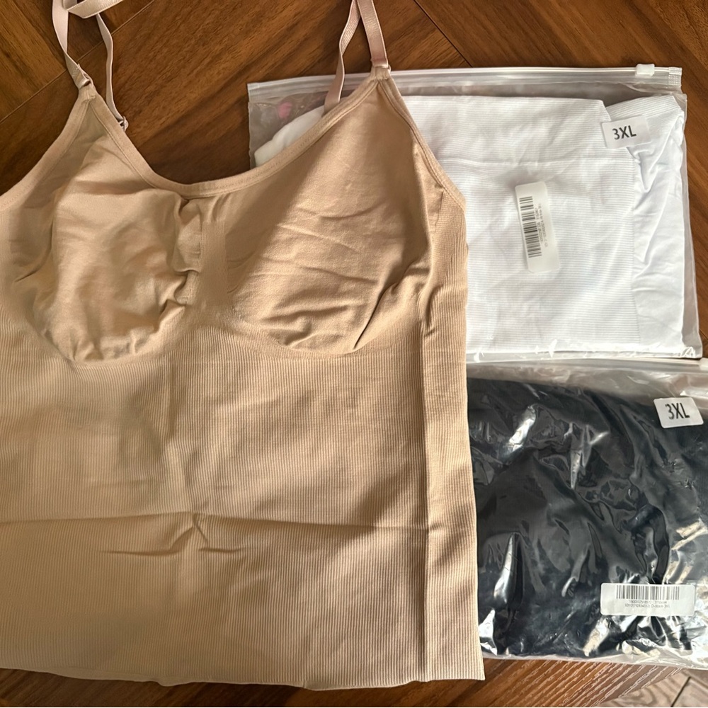 Beige Camisole with White and Black Tops